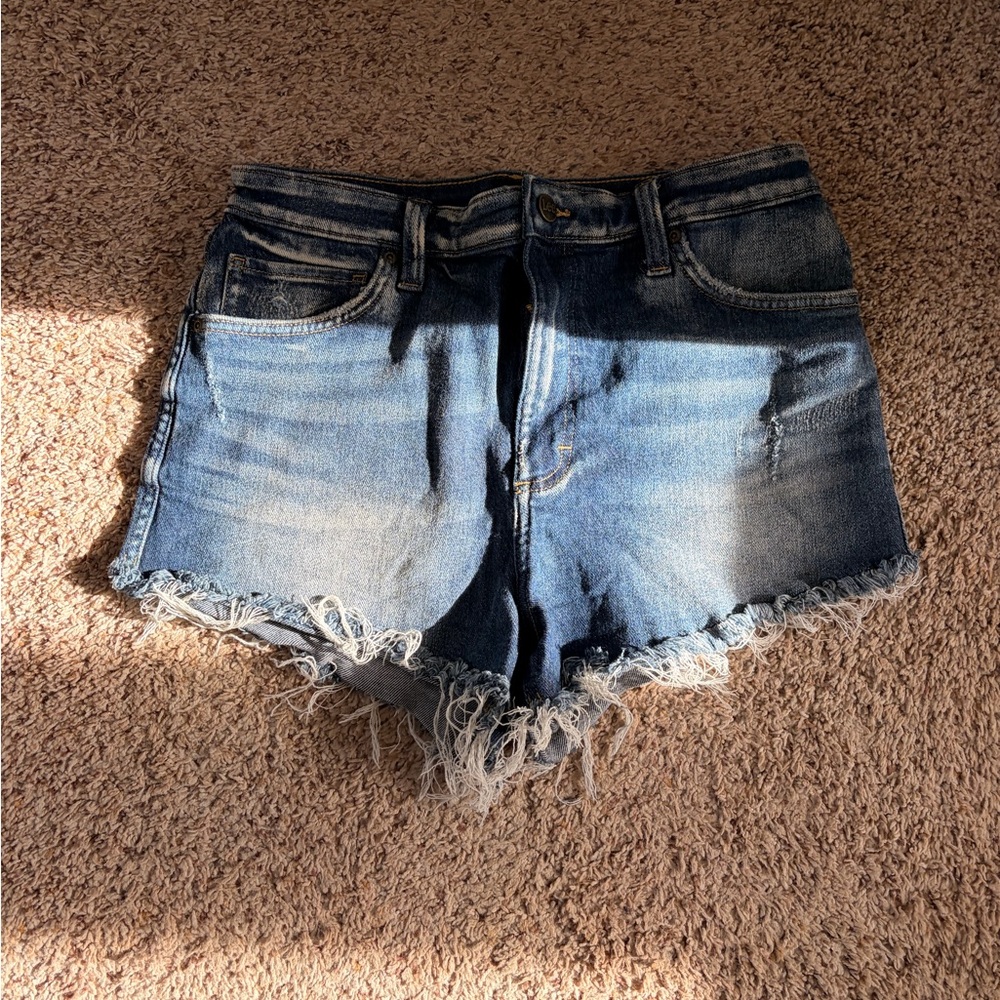 Lee Blue Frayed Jean Shorts